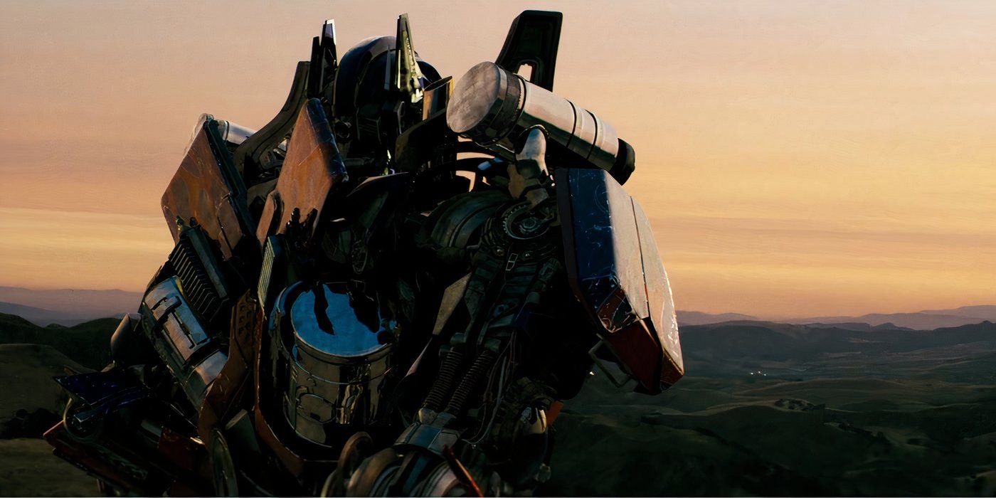 Optimus Prime looking off into the sunset at the end of Transformers