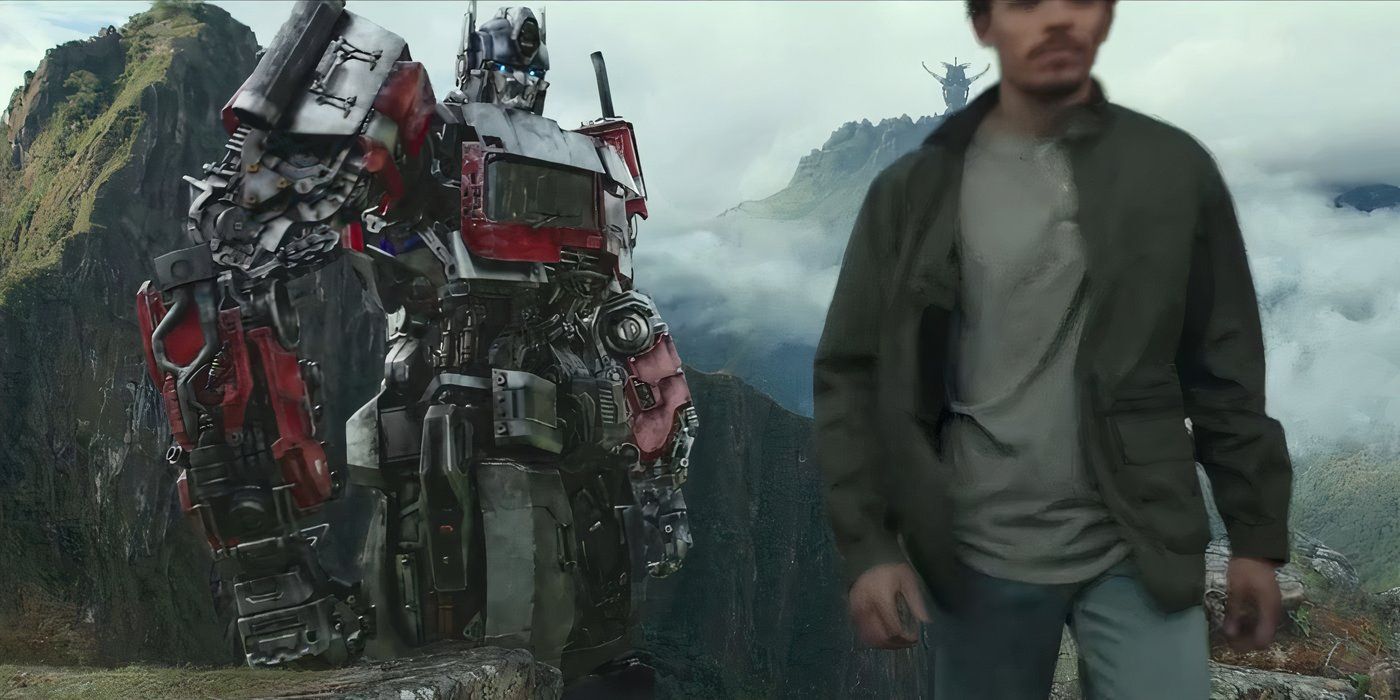 Optimus Prime watching Noah Diaz walk away in Transformers: Rise of the Beasts