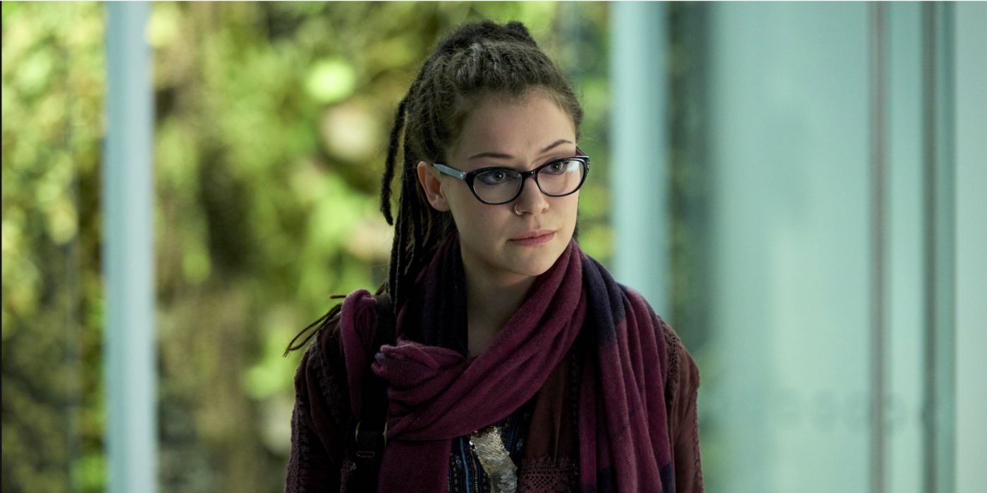 Tatiana Maslany as clone Cosima standing alone in the episode Ruthless in Purpose and Insidious in Method from Orphan Black