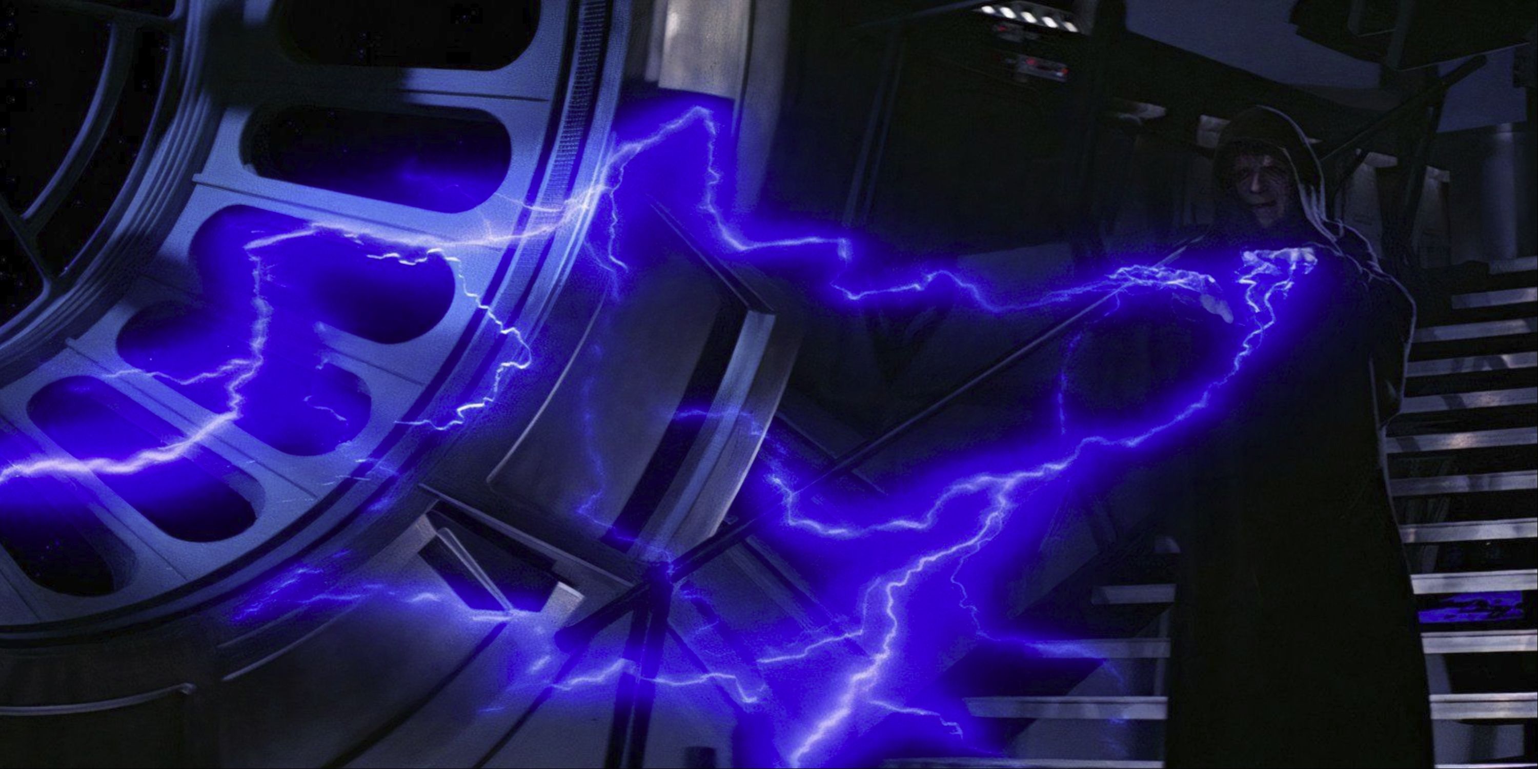 The Emperor unleashes Sith Lightning unto Luke Skywalker