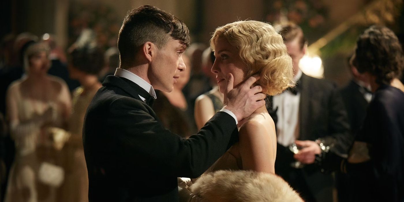 Tommy Shelby (Cillian Murphy) and Grace Burgess (Annabelle Wallis) dance together at a lavish charity event in 'Peaky Blinders' Season 3, Episode 2 (2016).