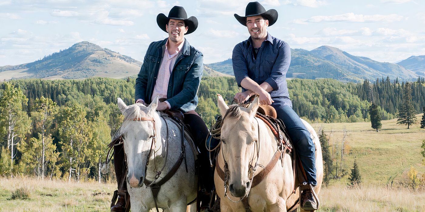 Jonathan y Drew Scott montan a caballo en Property Brothers at Home on the Ranch.