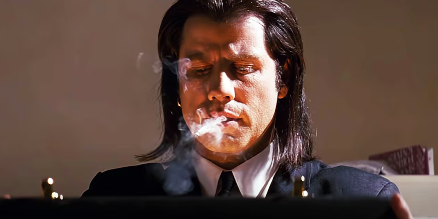 John Travolta smoking in Pulp Fiction