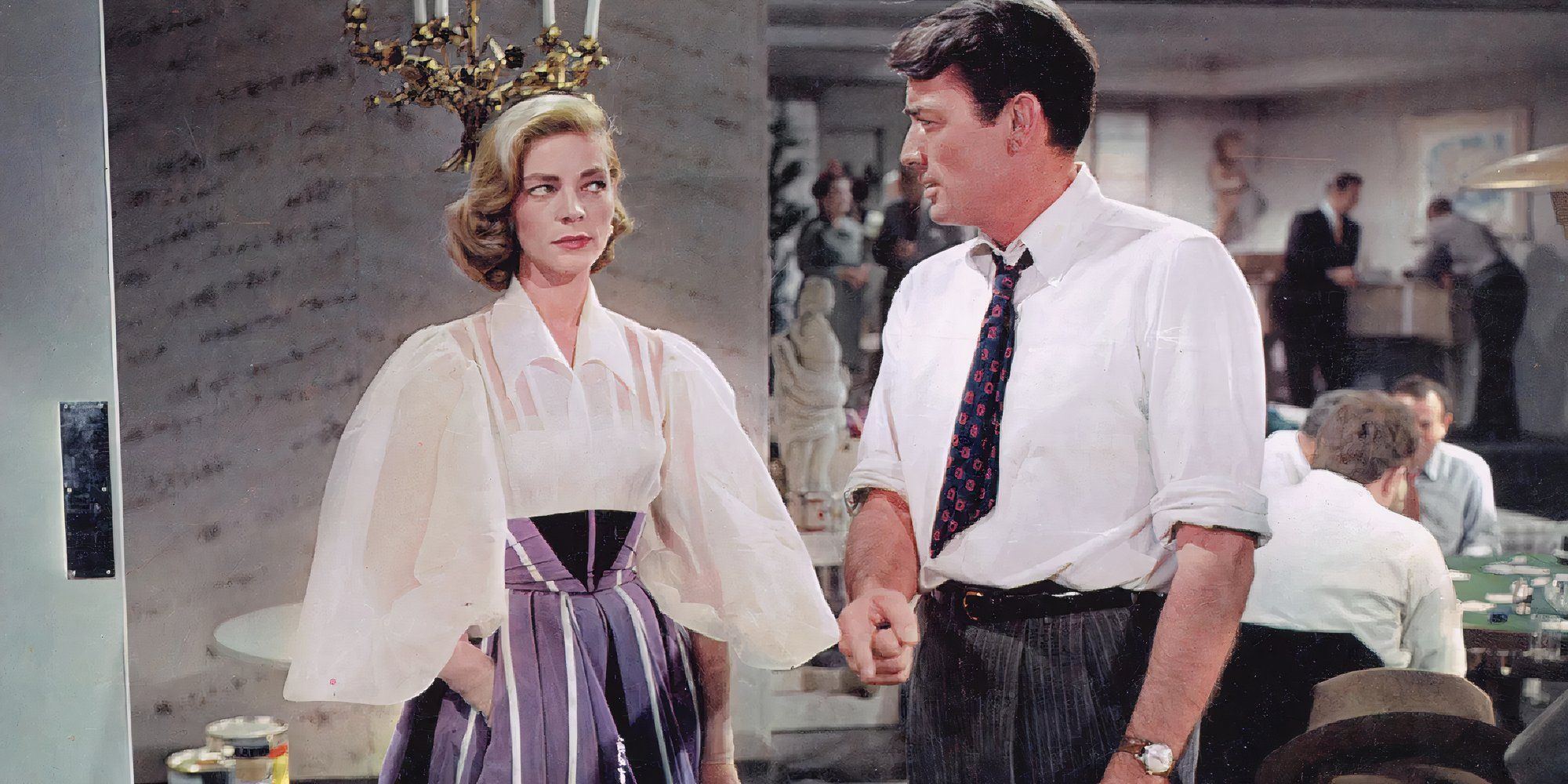 Lauren Bacall gives Robert Wagner the side eye in Harper.