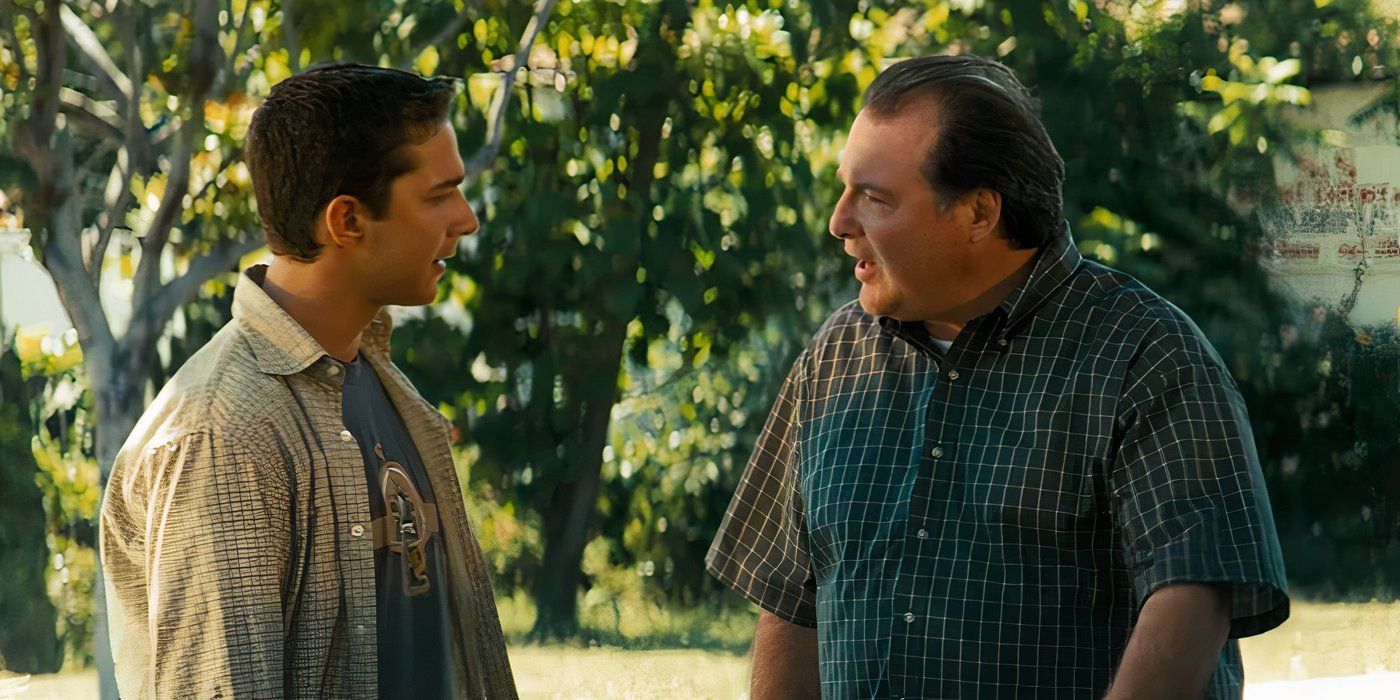 Sam talking to his dad, Ron Witwicky in Transformers (2007)