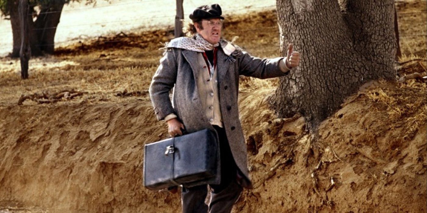 Gene Hackman as Max hitchhiking in Scarecrow