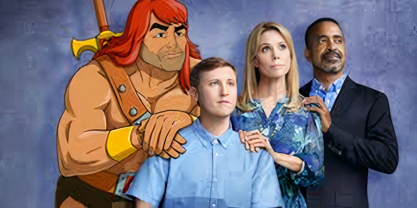 Zorn (Jason Sudeikis), Edie (Cheryl Hines), Craig (Tim Meadows) and Alan (Johnny Pemberton) from 'Son of Zorn' staring off into the distance