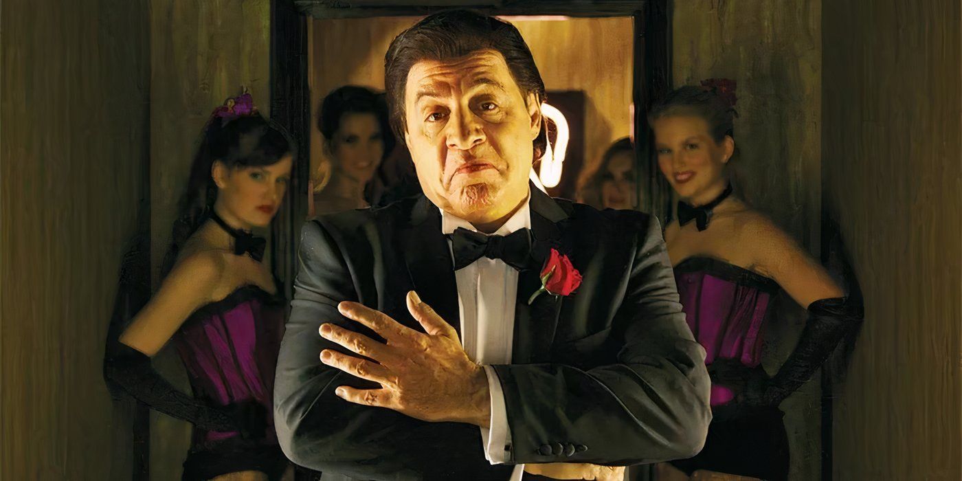 Steven Van Zandt stands in a tuxedo with a red rose lapel in &lsquo;Lilyhammer&rsquo;