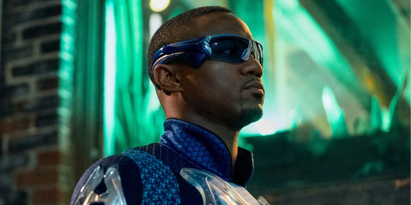 Jessie T. Usher as A-Train looking onward with concern in The Boys Season 4, Episode 3.