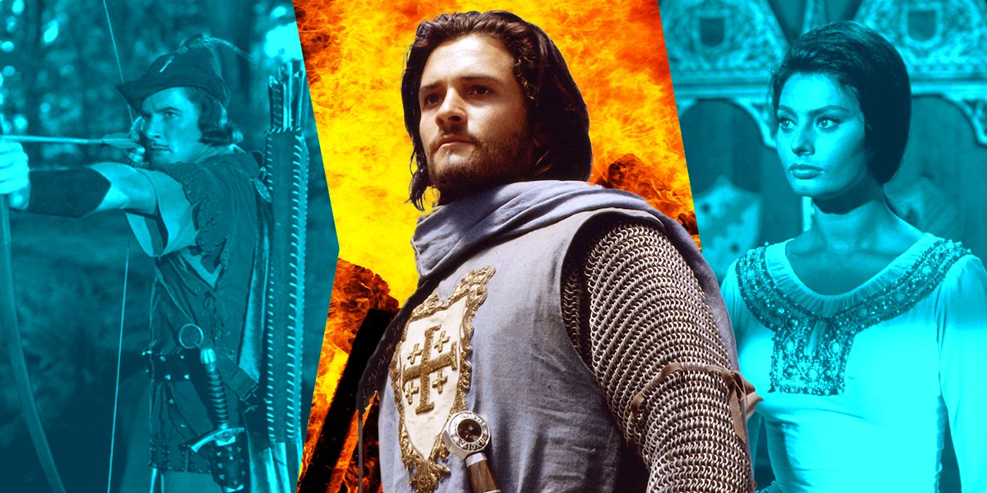 Blended image showing characters from Robin Hood, Kingdom of Heaven, and El Cid