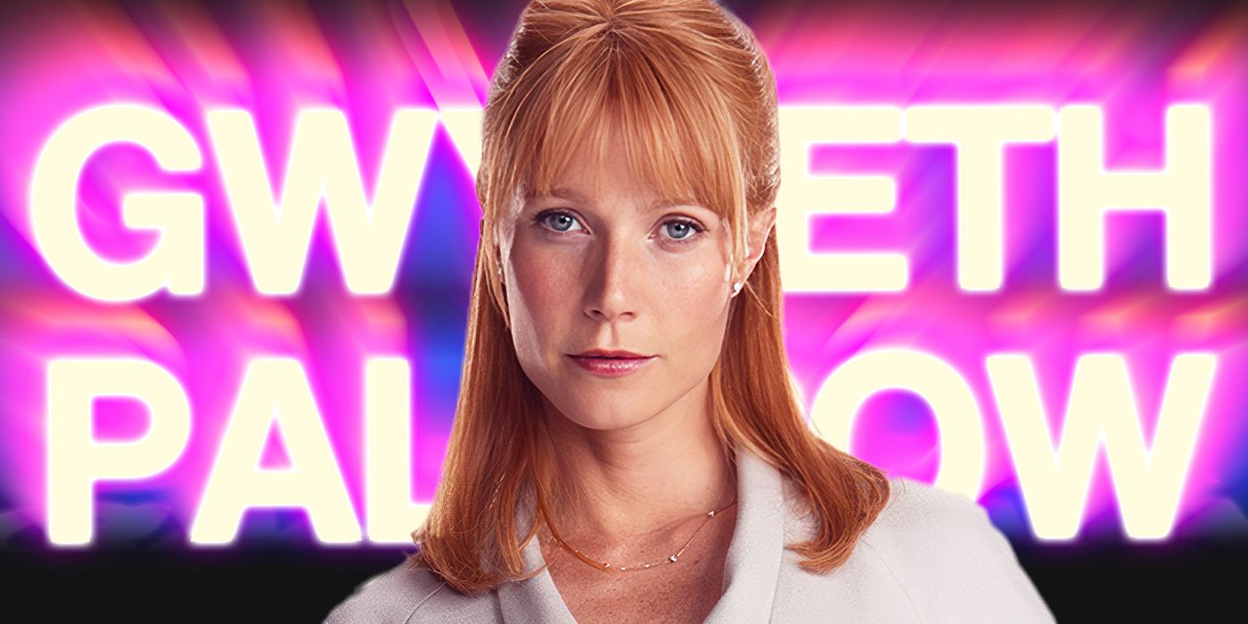 Blended image showing Gwyneth Paltrow and her name in large pink neon letters in the background