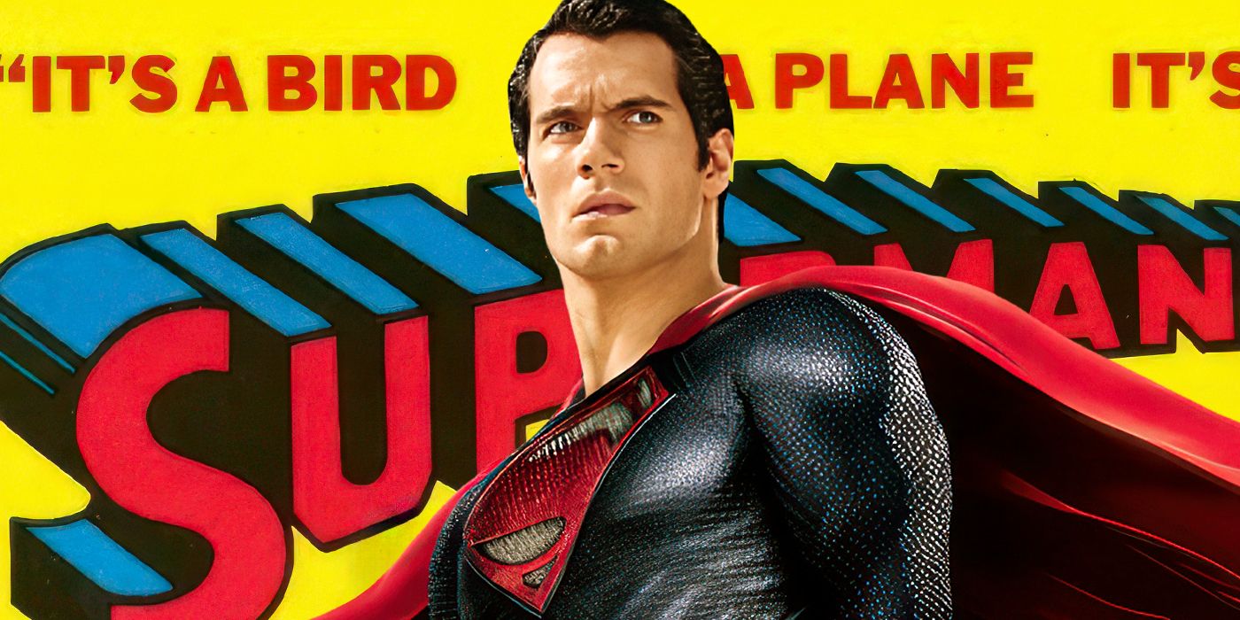 Blended image showing Henry Cavill's Superman with a quote in the background.