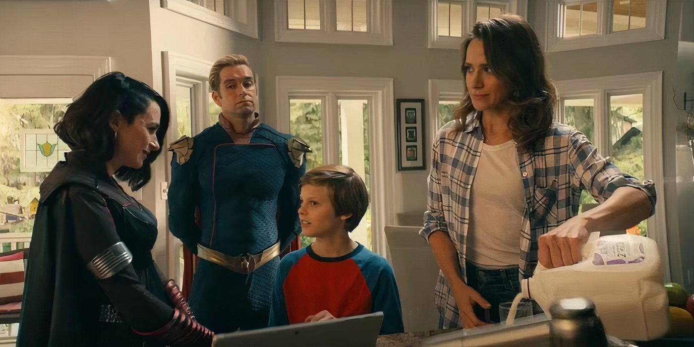 En una escena de The Boys, Storefront habla con Ryan en casa mientras Homelander y Becca miran.