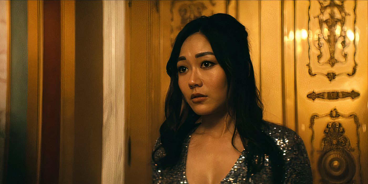 Kimiko wearing a sparkly dress in a scene from The Boys.