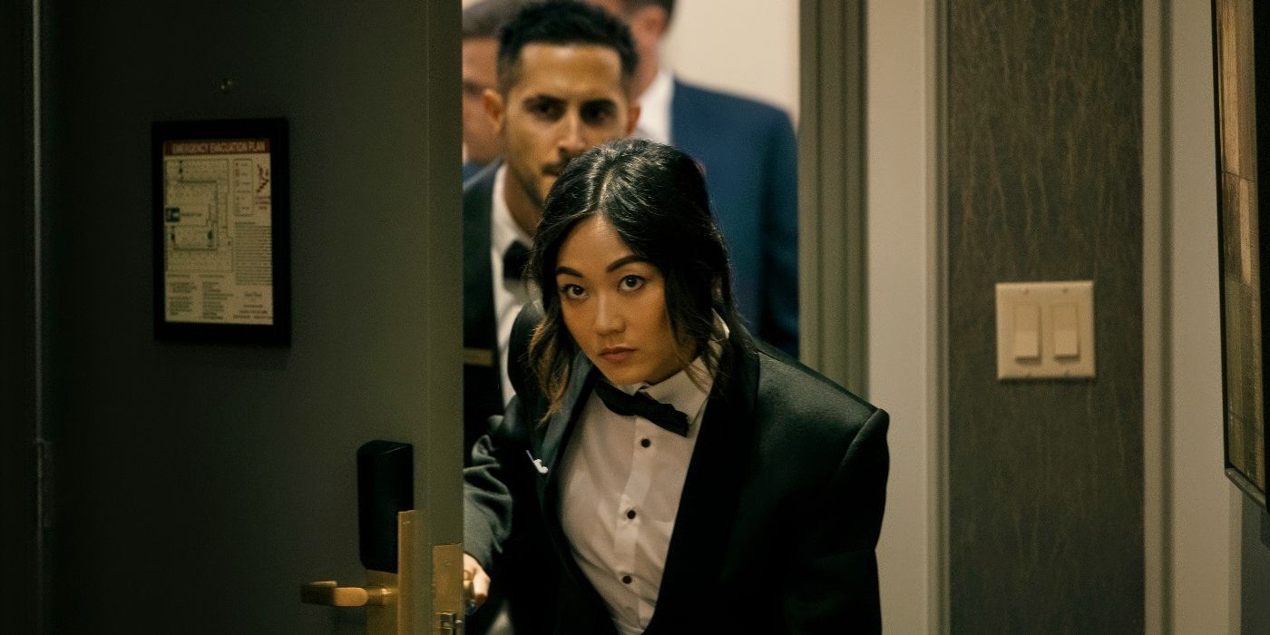 Karen Fukuhara entering a hotel room in The Boys Season 4 Episode 1