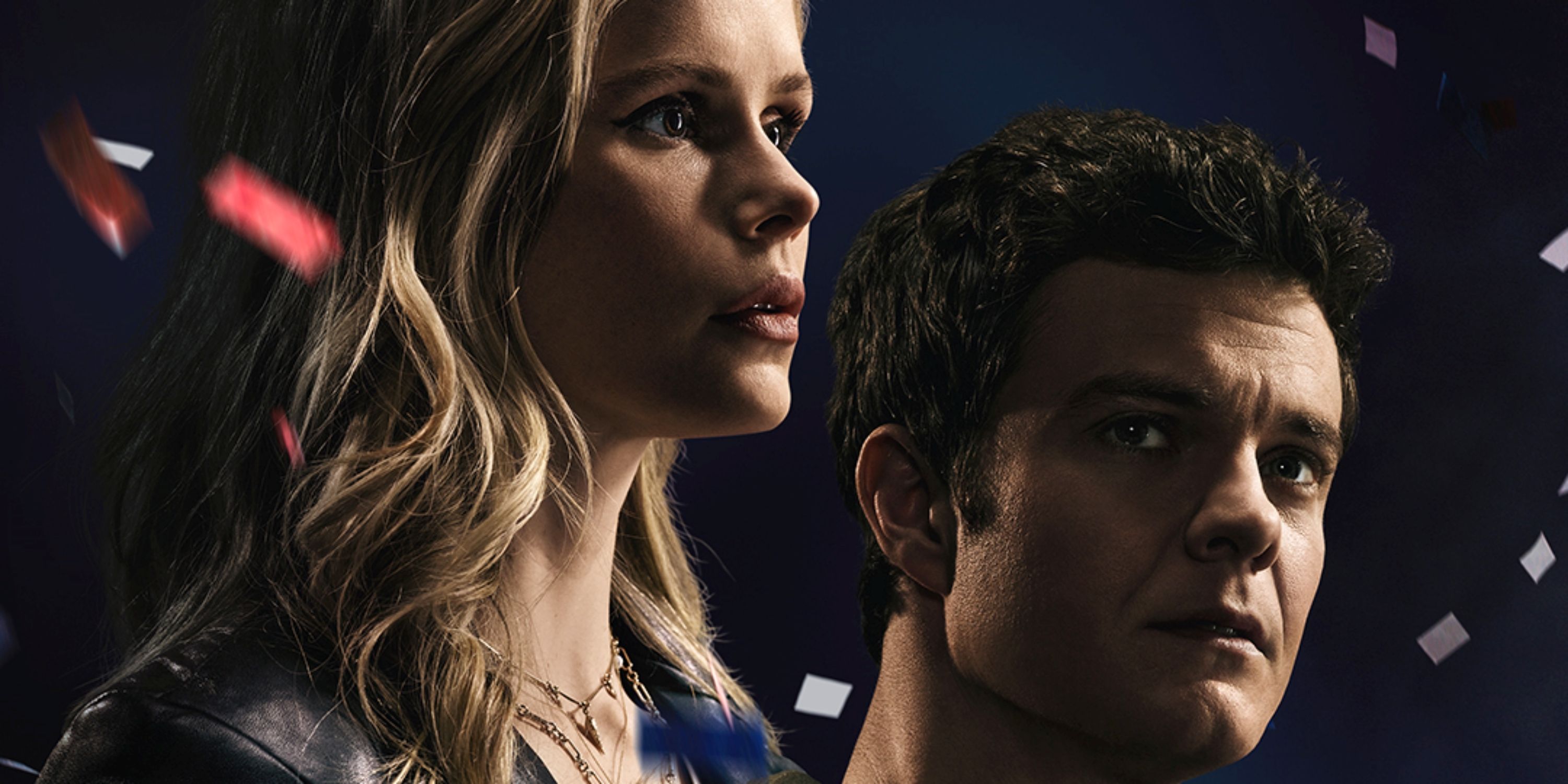 Jack Quaid as Hughie and Erin Moriarty as Starlight in side by side close-up for Season 4 of The Boys