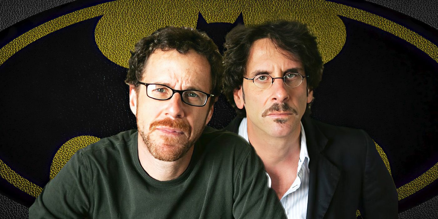A custom image of the Coen Brothers in front of the 1989 Bat symbol 