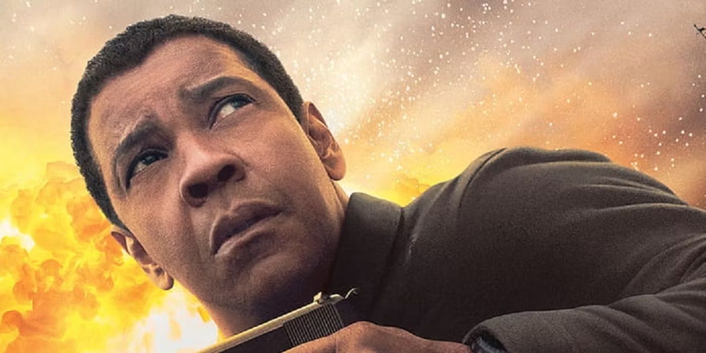 Denzel Washington as Robert McCall on a cropped poster for The Equalizer 2