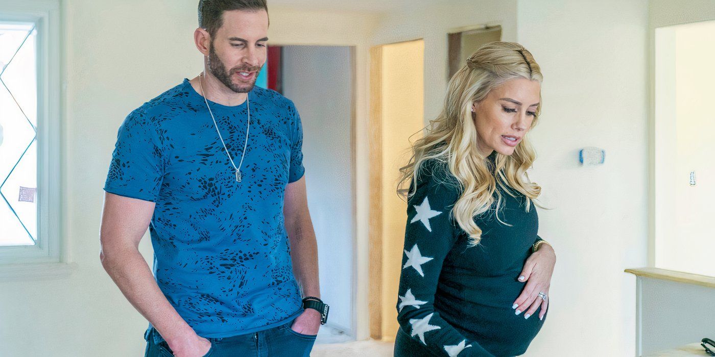 A pregnant Heather works with her husband Tarek on 'The Flipping El Moussas'.