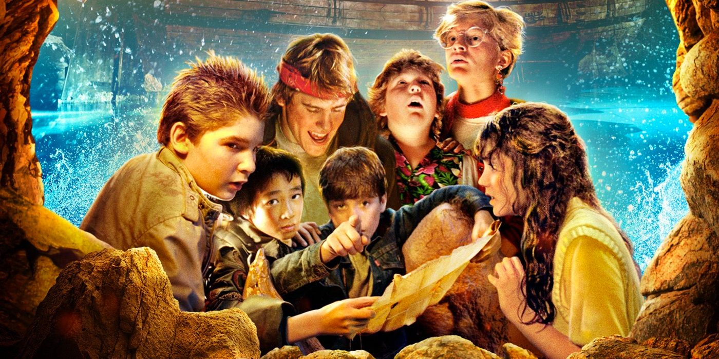 The ensemble cast of The Goonies on a cropped poster