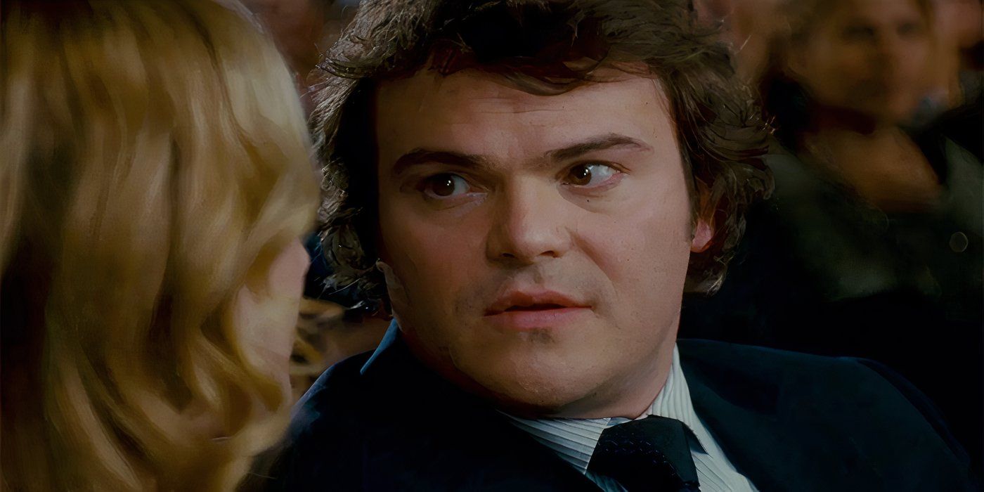 Jack Black gazing adoringly at Kate Winslet as she wore a dress a 
