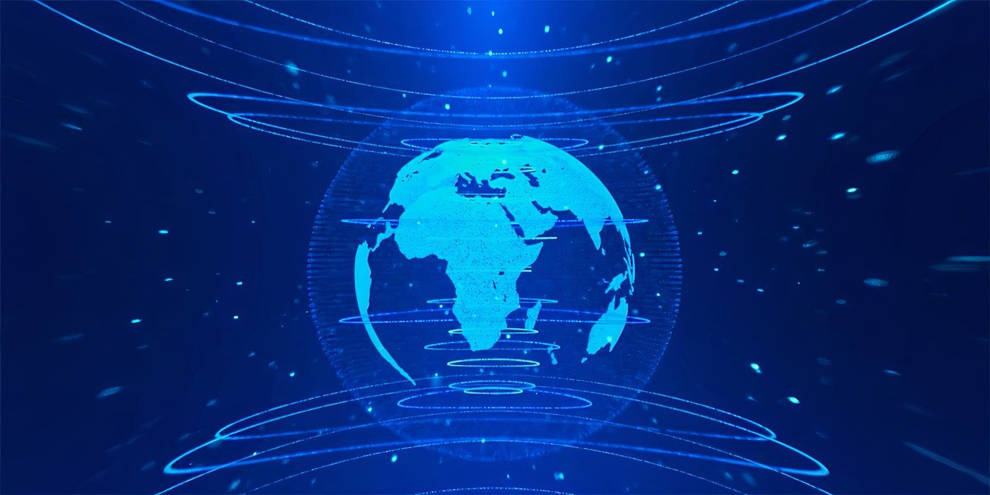 A globe surrounded by blue lights in The Mandela Effect Phenomenon