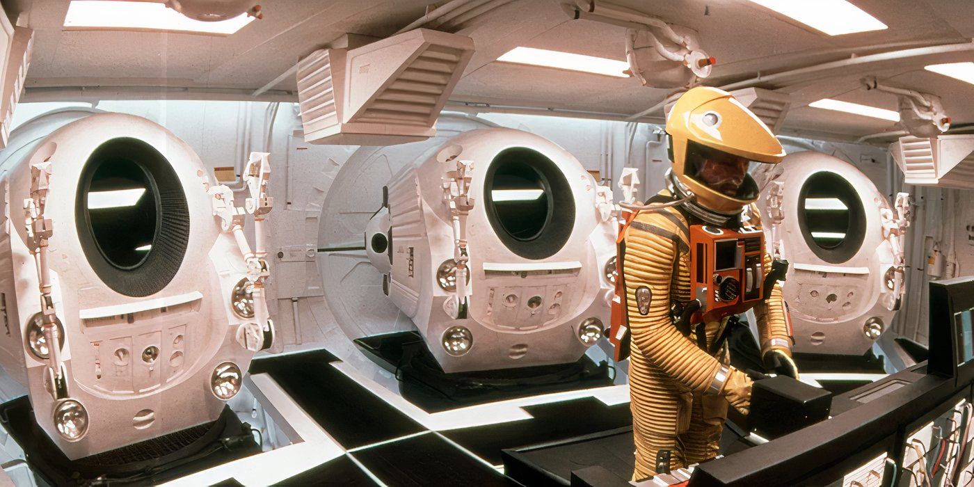 An astronaut works in the pod bay area aboard Discovery One in &lsquo;2001: A Space Odyssey&rsquo;