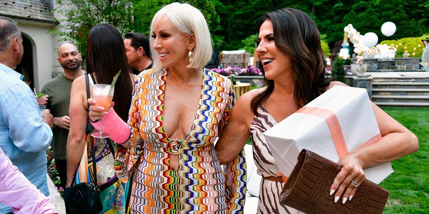 Margaret Josephs and Jennifer Fessler at a backyard party on 'The Real Housewives of New Jersey.'