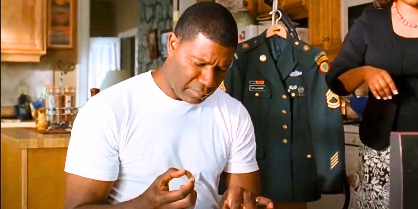 Jonas, played by Dennis Haysbert, stitches something in The Unit