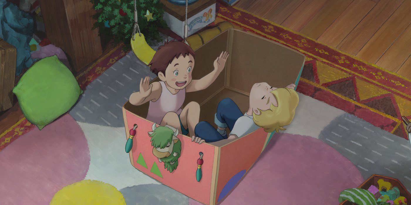 Amanda and Rudger play in a box in ‘The Imaginary’