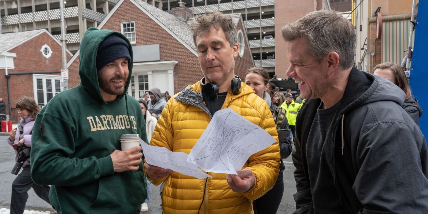 Doug Liman, Matt Damon y Casey Affleck en el set de 