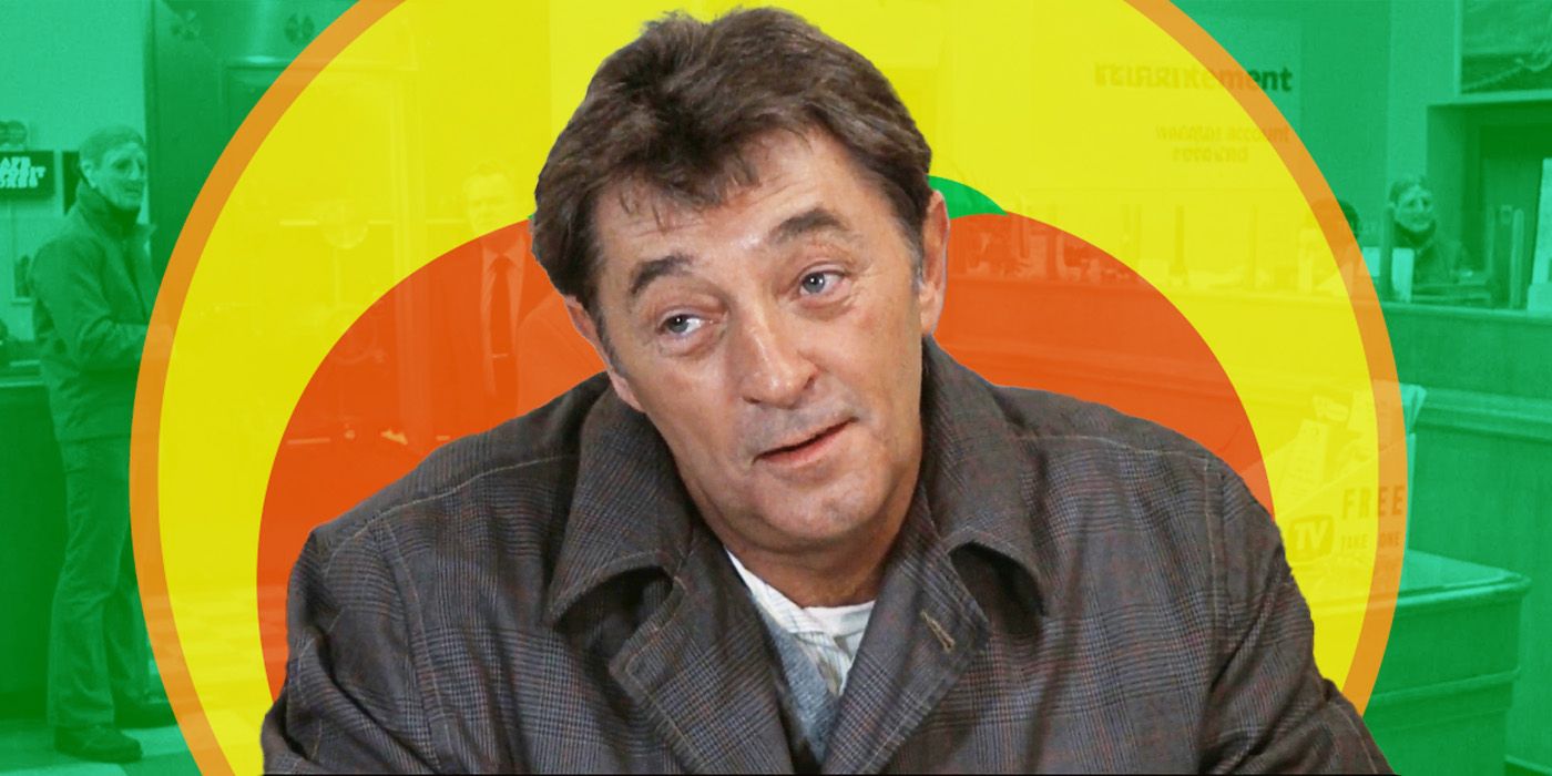 Robert Mitchum from The Friends of Eddie Coyle against a background with the Rotten Tomatoes logo