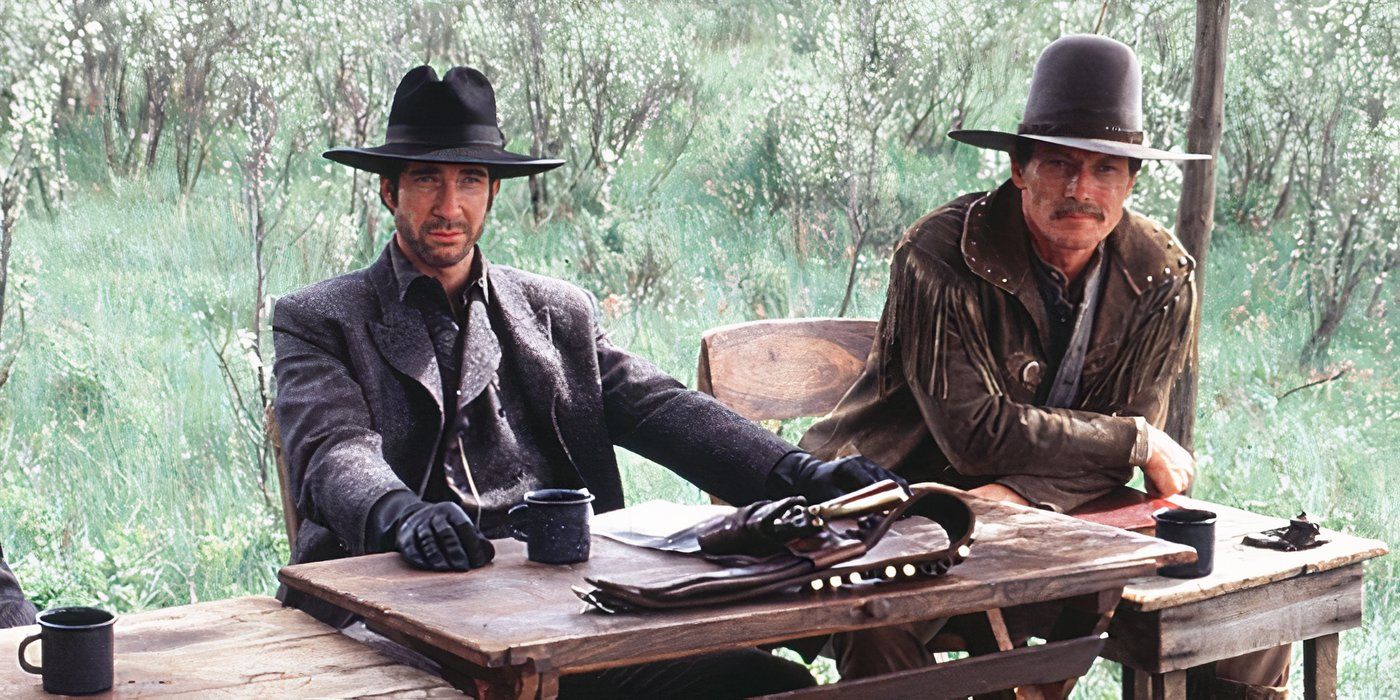 Three cowboys sitting at a table in 'Texas Rangers' (2001)