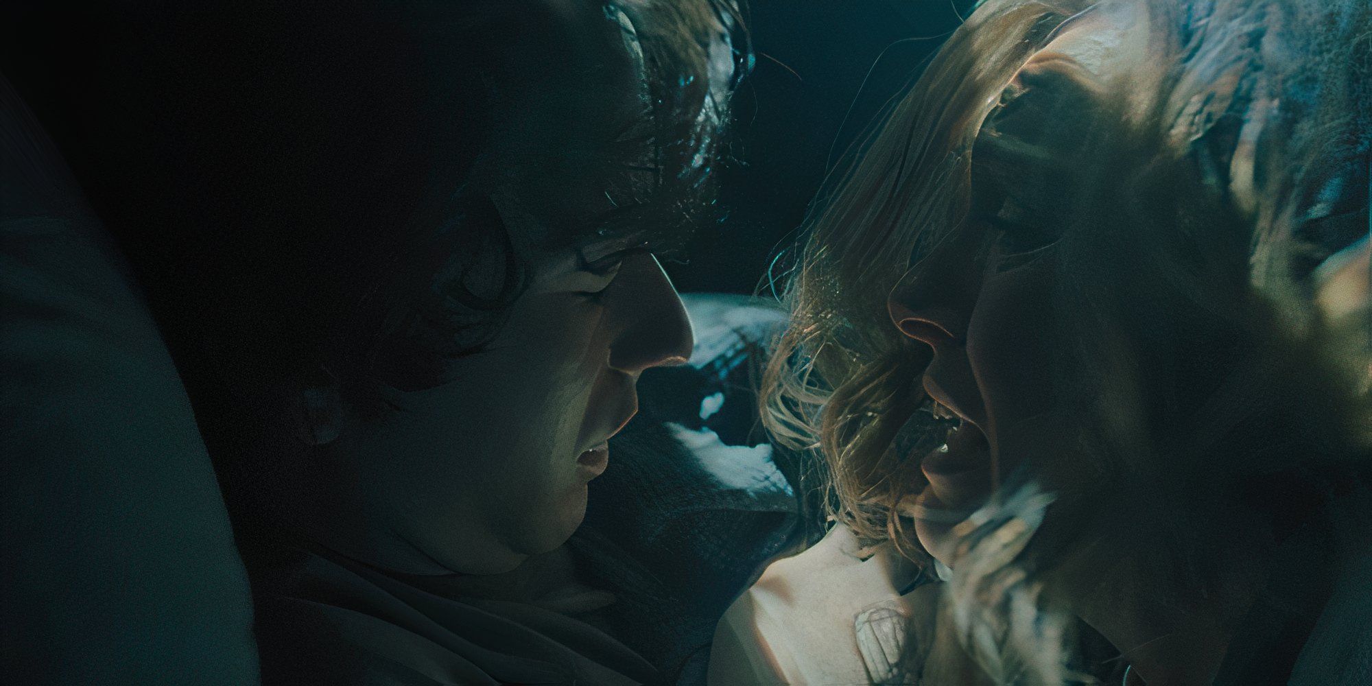 Toni Collette as Annie looking at Alex Wolff as Peter in Hereditary.