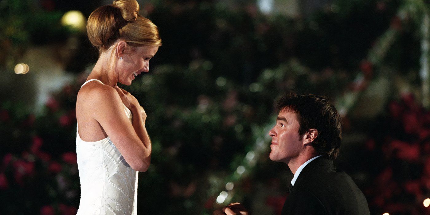 Trista and Ryan Sutter getting engaged in the Season 1 finale of The Bachelorette 