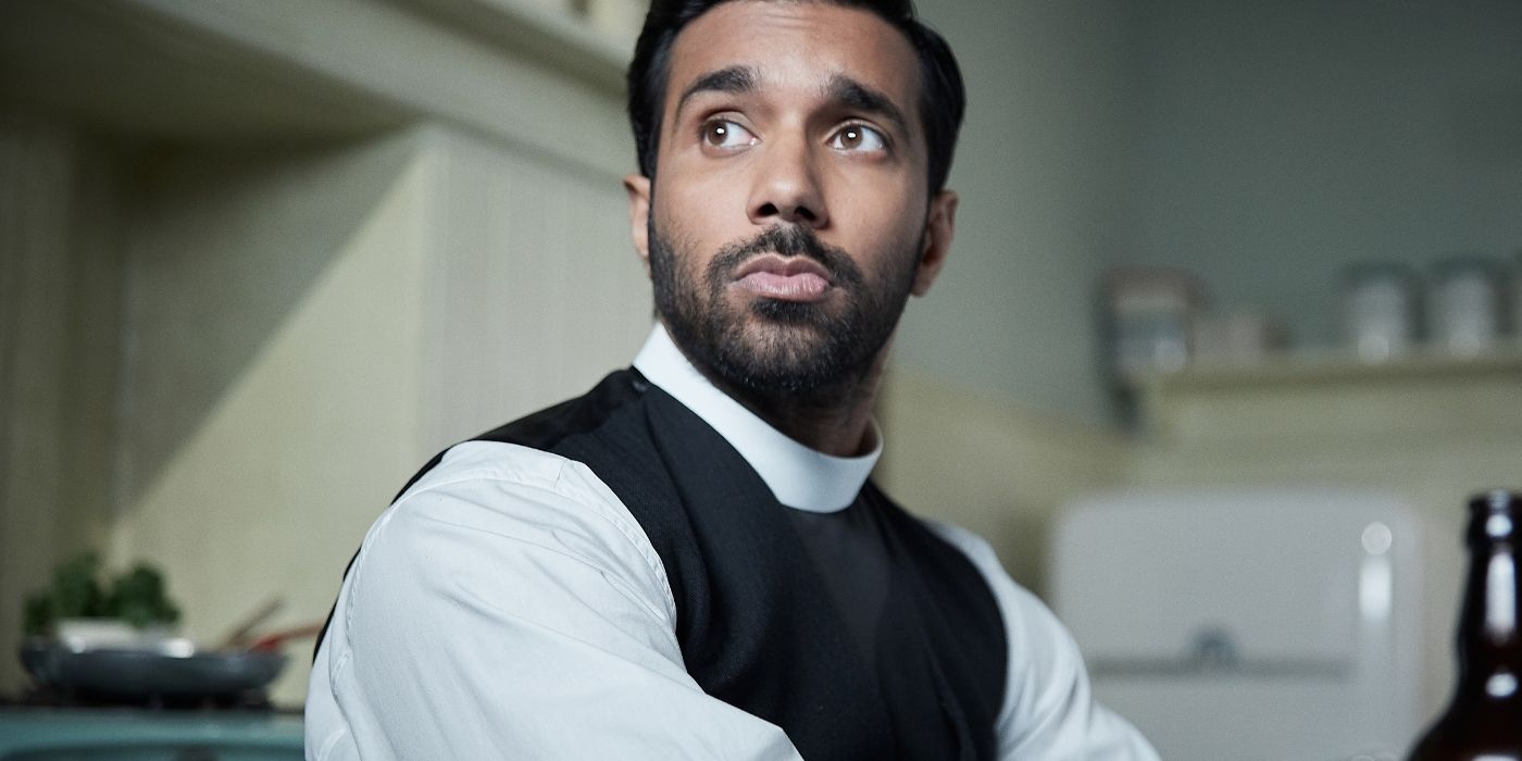 Rishi Nair looking towards a light source in Grantchester