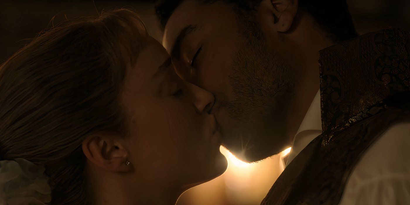 Phoebe Dynevor and Regé Jean Page, kissing each other, in Episode 5 Season 1 Bridgerton