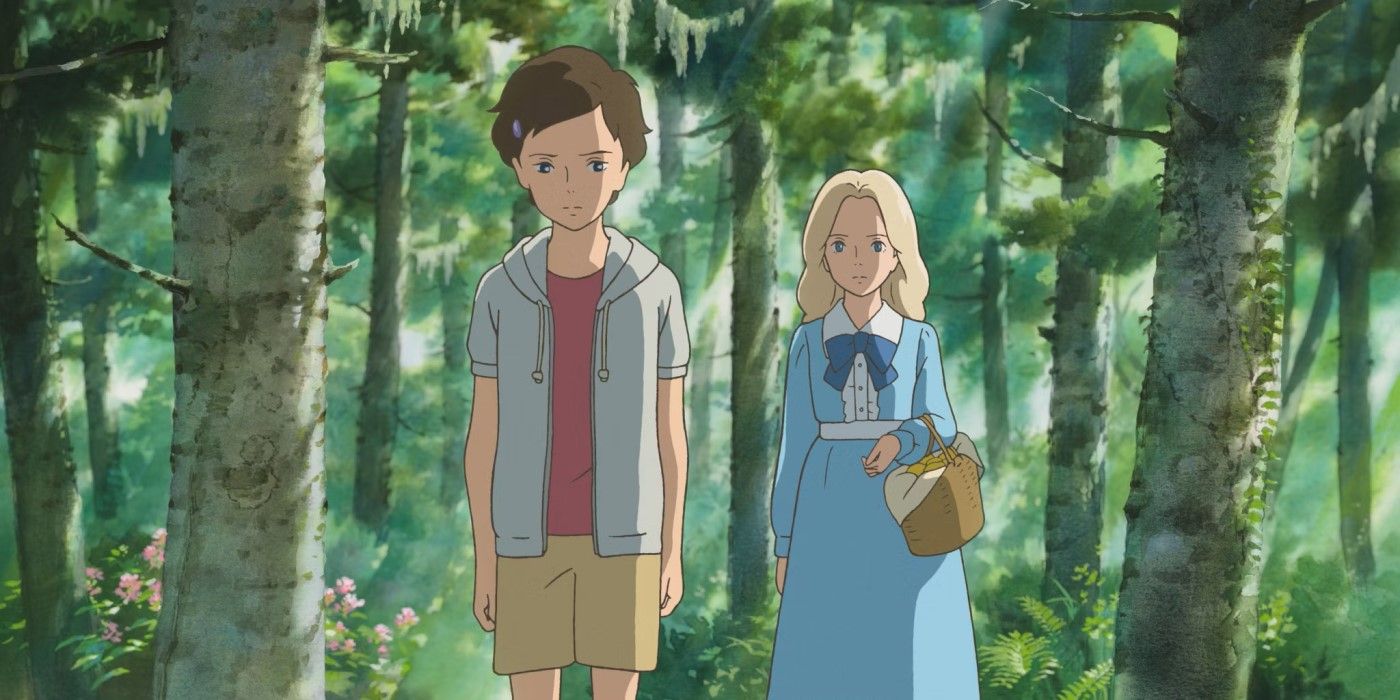 Anna and Marnie walk through a forest in 'When Marnie Was There'