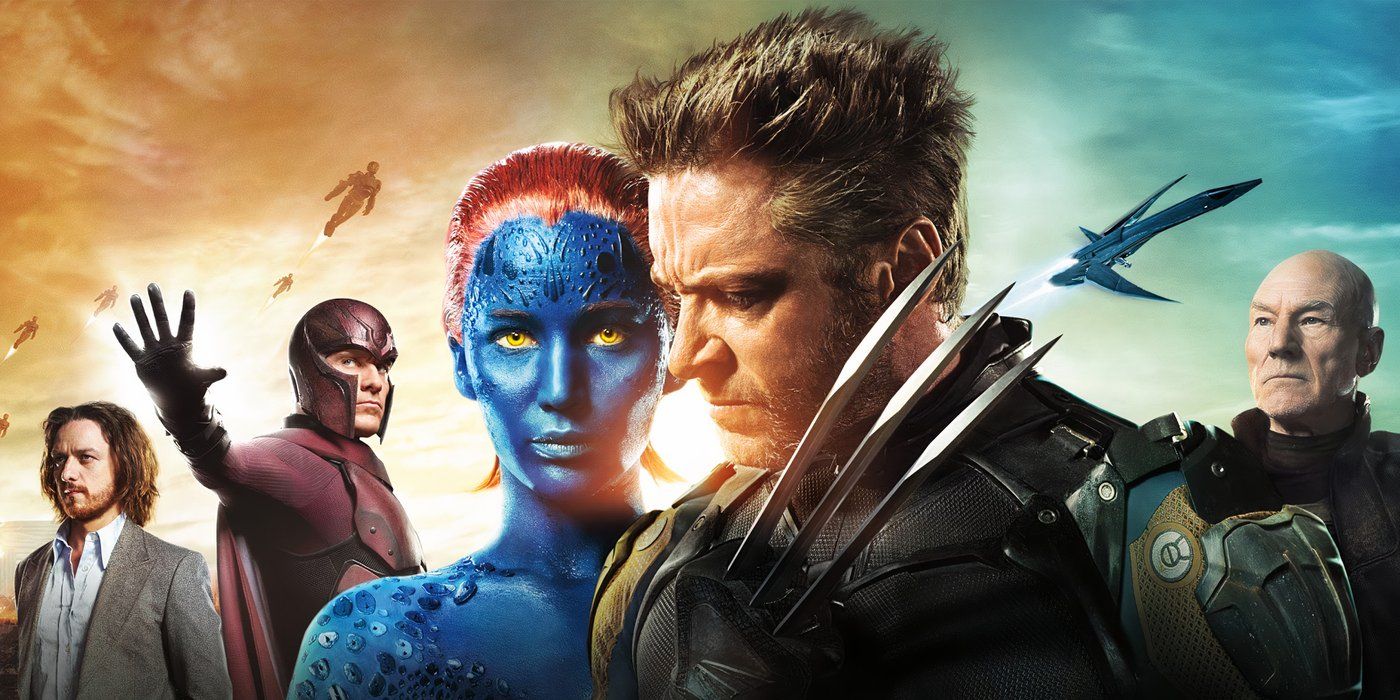 The official banner for X-Men: Days of Future Past, featuring Hugh Jackman as Wolverine, Jennifer Lawrence as Mystique, Michael Fassbender as Magneto, with James McAvoy & Patrick Stewart as Charles Xavier