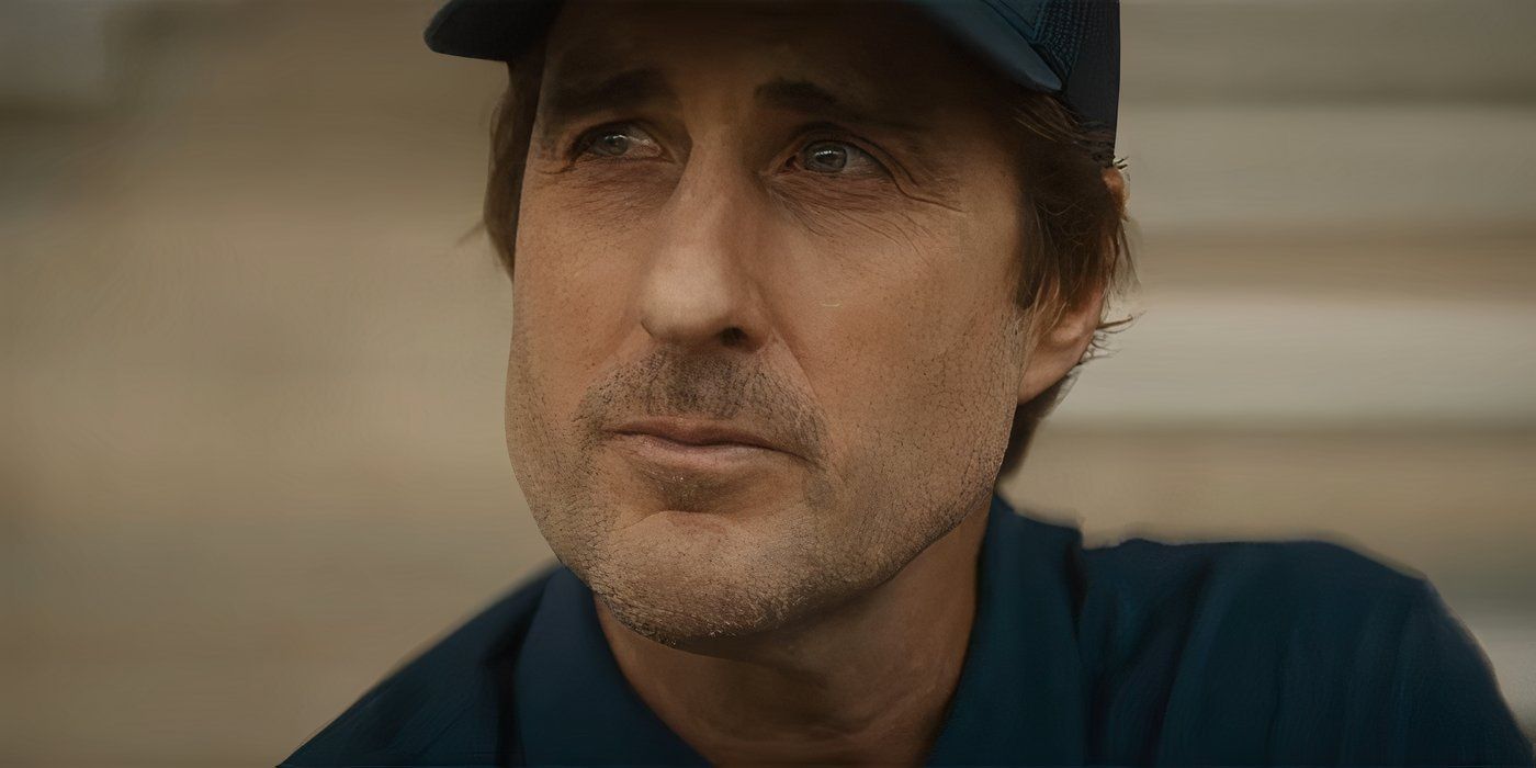 a closeup of Luke Wilson looking teary eyed in You Gotta Believe