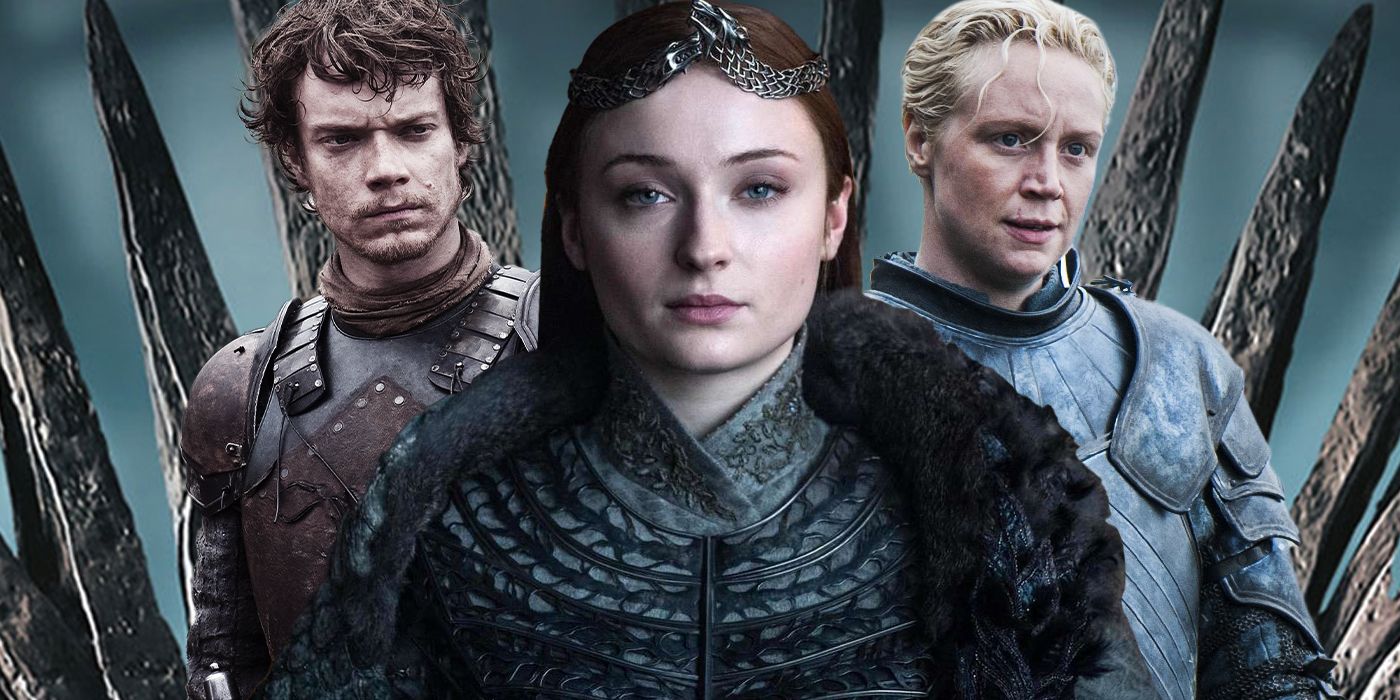 Blended image showing Theon, Sansa, and Brienne in Game of Thrones