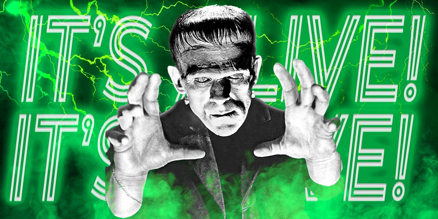 Custom image of Frankenstein with text behind him