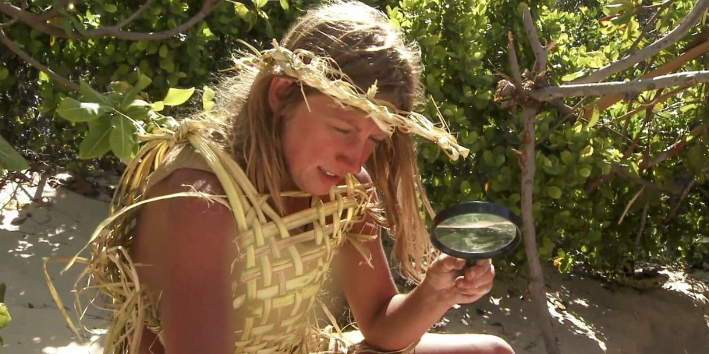 Honora Bowen tries to start a fire with a magnifying glass on &lsquo;Naked and Afraid&rsquo;.
