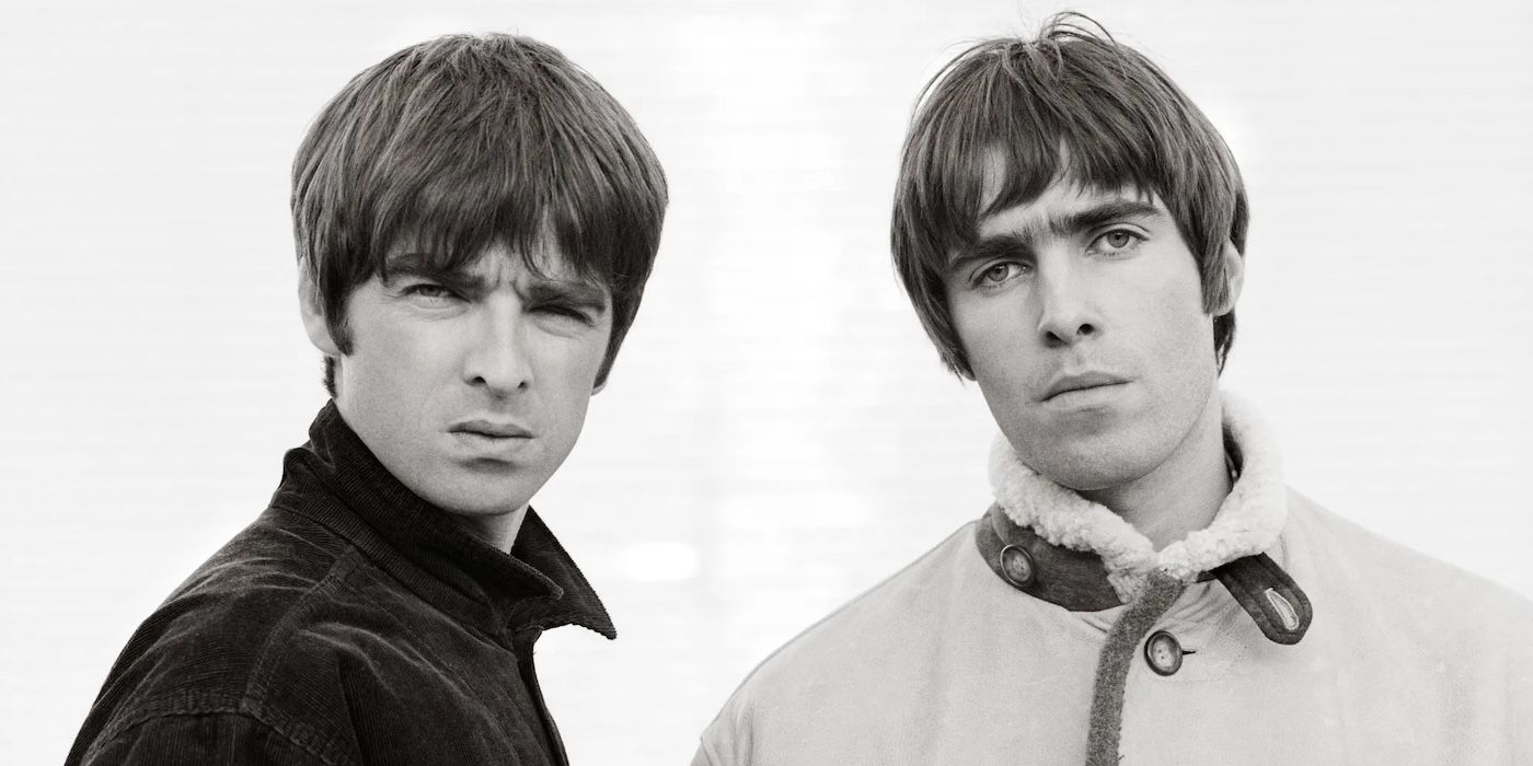 Noel and Liam Gallagher stare at the camera for Oasis: Supersonic