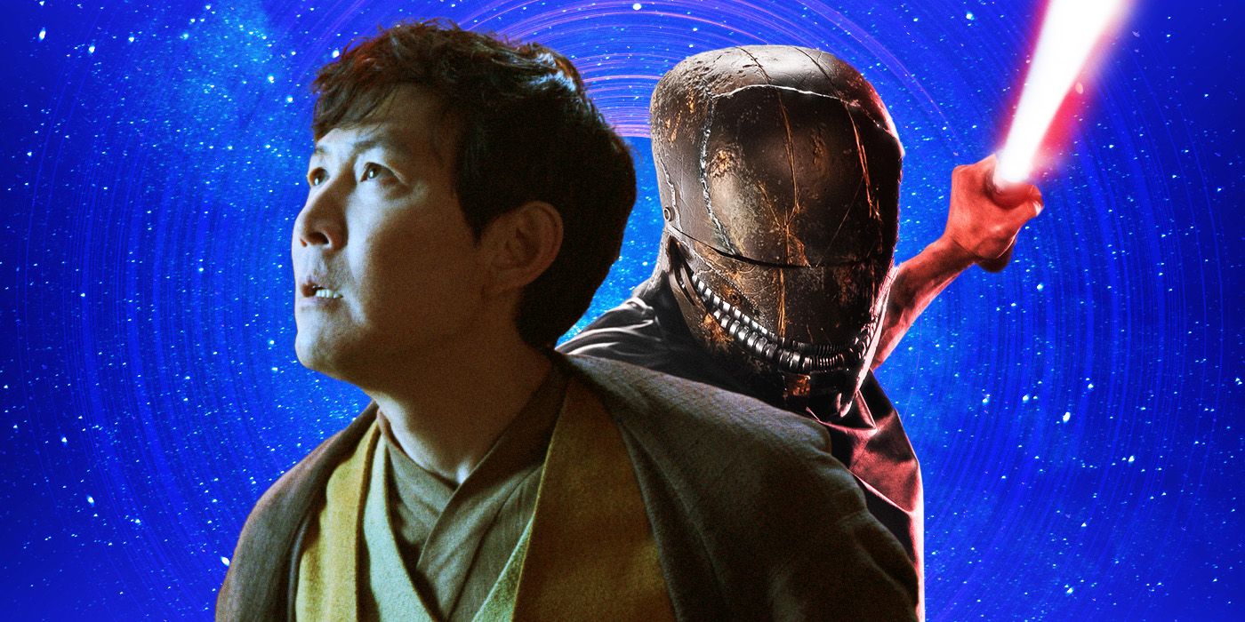 Lee Jung-jae's Master Sol and Manny Jacinto's Stranger over a cosmic background in a custom image