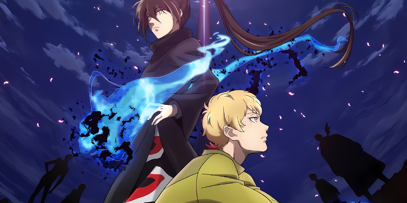 Bam y Wannan Ja de noche rodeados de luz violeta en la segunda temporada de Tower of God