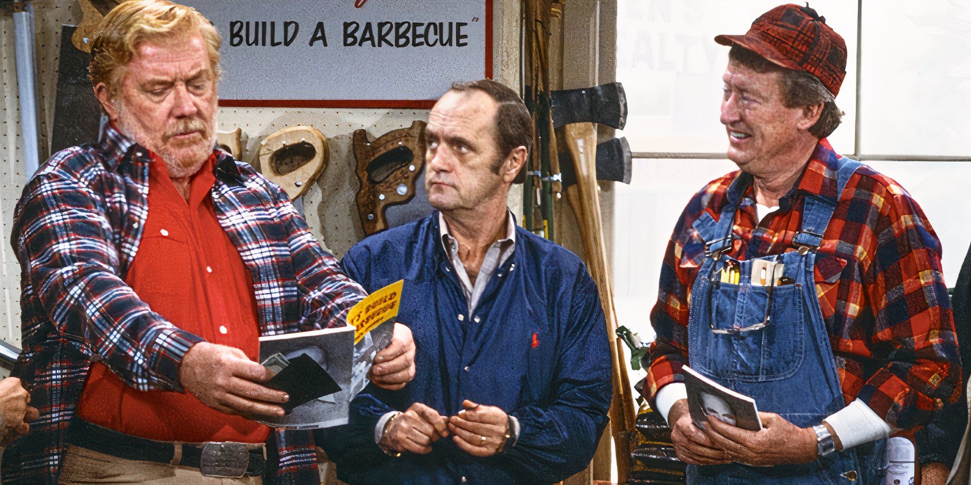 Bob Newhart and Tom Poston looking at David Carlile in Newhart (1982)
