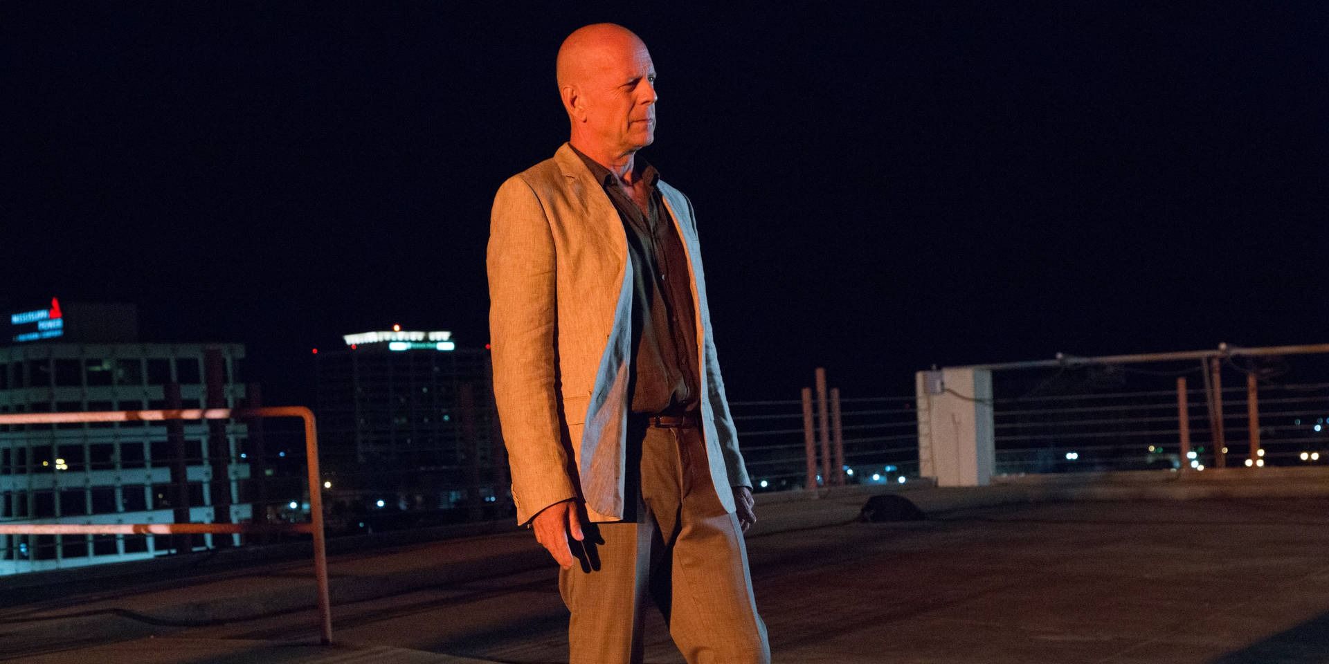 Bruce Willis on a rooftop at night in &lsquo;Precious Cargo&rsquo;