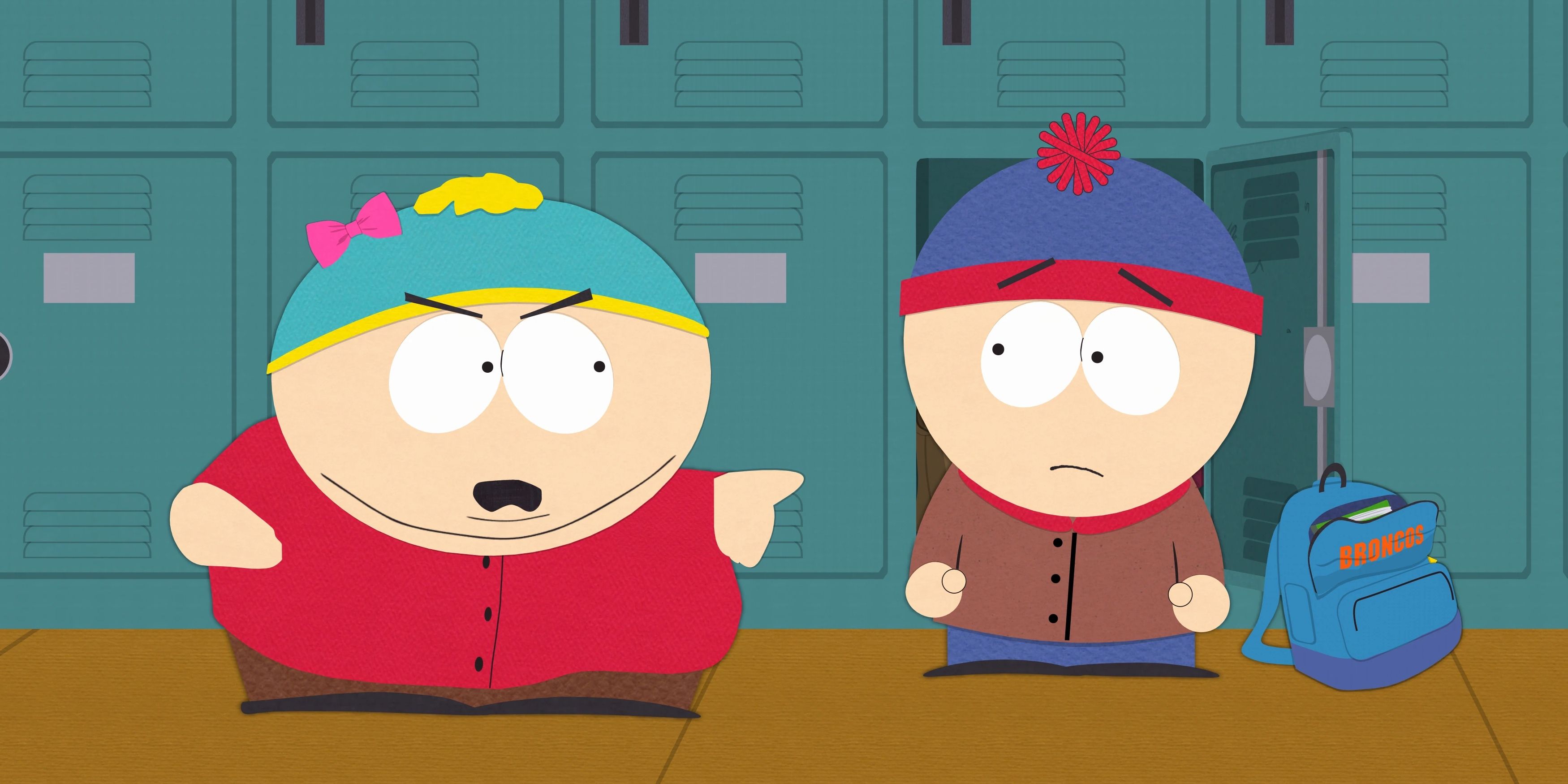 Cartman pointing at Stan in 'South Park'