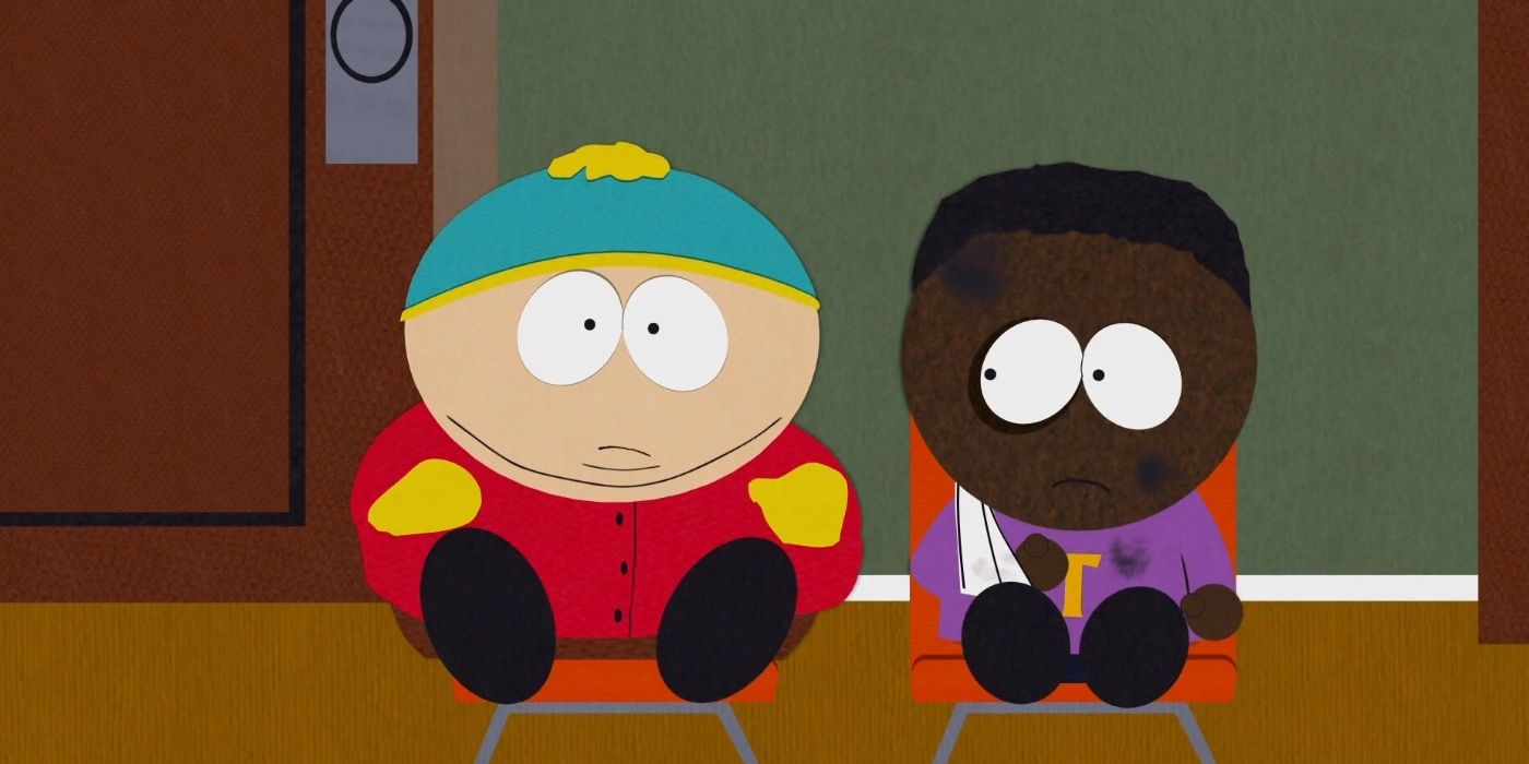 Cartman sitting with Token in 'South Park'